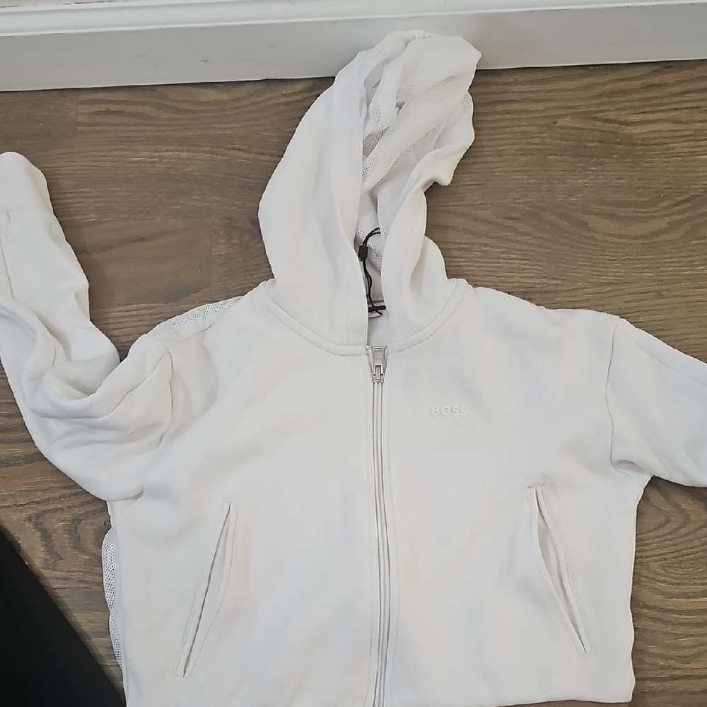 Boss Kids Ivory Zip-Up Hoodie